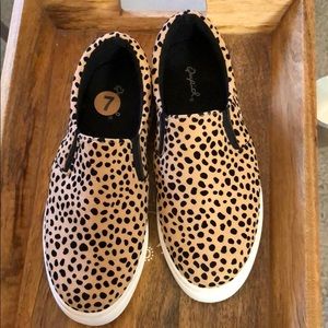 Qupid Platform Cheetah print slide on sneakers